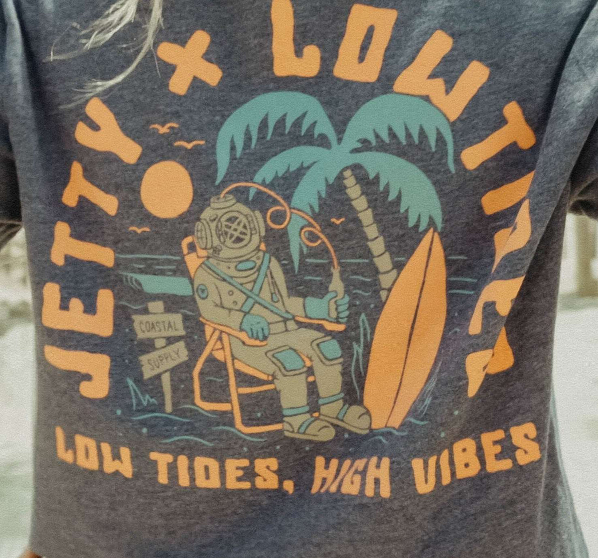 ★Low Tide★ TWO WAY LAYERED TSHIRT CHARCOAL Crewneck T-shirt - Double Heavyweight - Charcoal – Wonder Looper