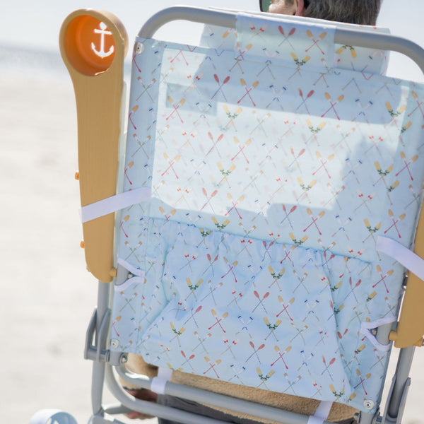 Sara Fitz Sandbar Low Beach Chair in Crossed Oars