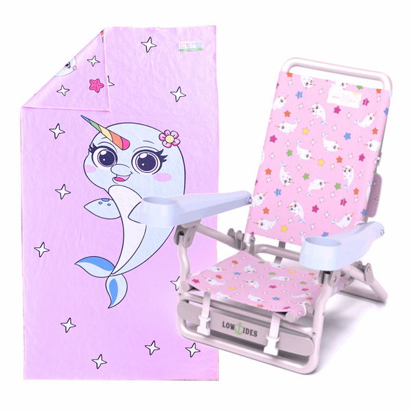 FishFlops® Daisy The Narwhal Beach Chair And Towel Set